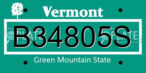 B34805S Vermont License Plate