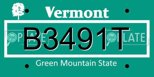 B3491T Vermont License Plate