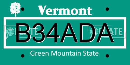 B34ADA Vermont License Plate