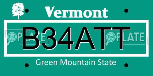 B34ATT Vermont License Plate