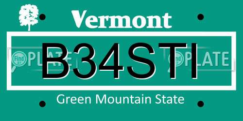 B34STI Vermont License Plate