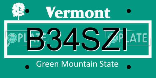 B34SZI Vermont License Plate