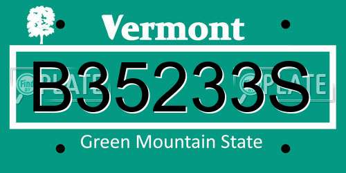 B35233S Vermont License Plate