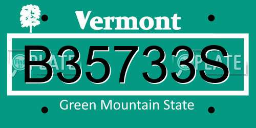 B35733S Vermont License Plate