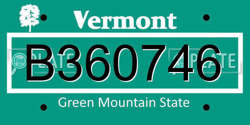 B360746 Vermont License Plate