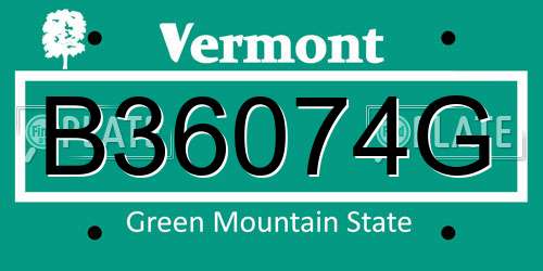 B36074G Vermont License Plate