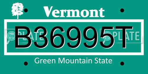 B36995T Vermont License Plate