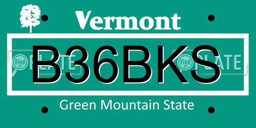 B36BKS Vermont License Plate