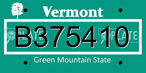 B375410 Vermont License Plate