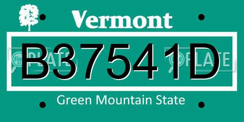 B37541D Vermont License Plate