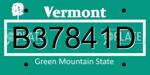 B37841D Vermont License Plate