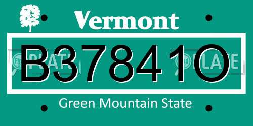 B37841O Vermont License Plate