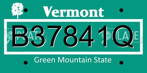 B37841Q Vermont License Plate