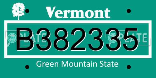 B382335 Vermont License Plate