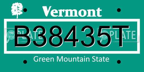 B38435T Vermont License Plate