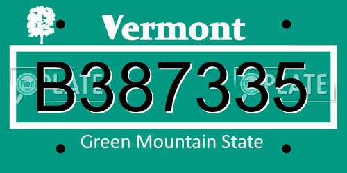 B387335 Vermont License Plate