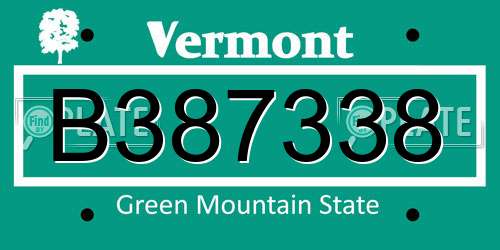 B387338 Vermont License Plate