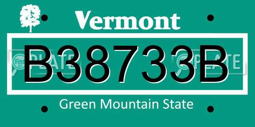 B38733B Vermont License Plate