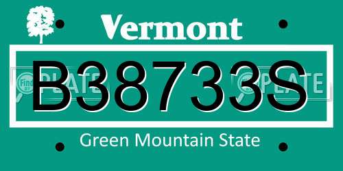 B38733S Vermont License Plate