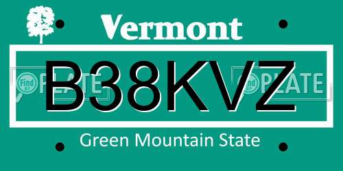 B38KVZ Vermont License Plate