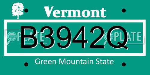 B3942Q Vermont License Plate