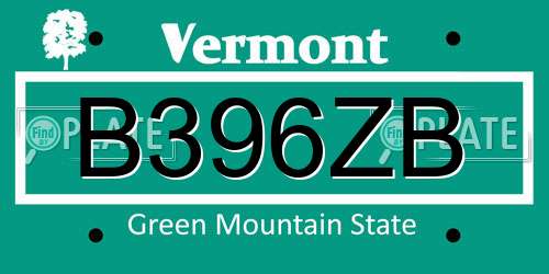 B396ZB Vermont License Plate