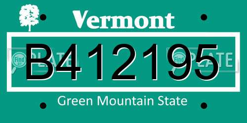 B412195 Vermont License Plate
