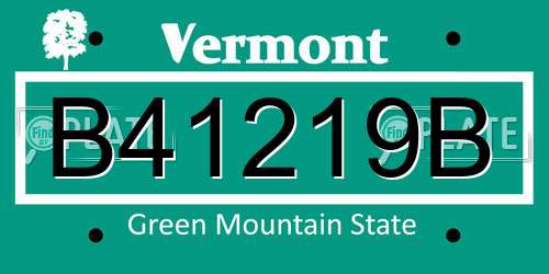 B41219B Vermont License Plate