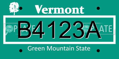 B4123A Vermont License Plate
