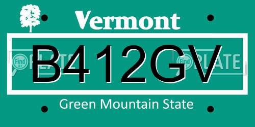 B412GV Vermont License Plate