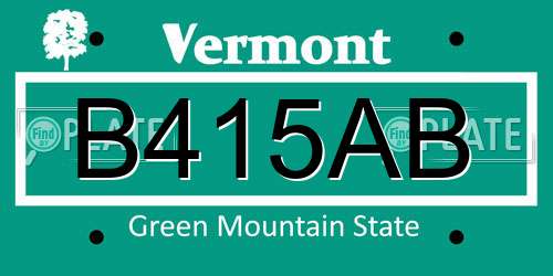 B415AB Vermont License Plate