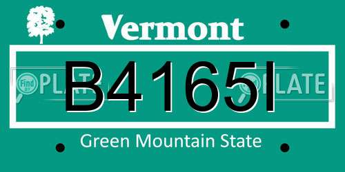 B4165I Vermont License Plate
