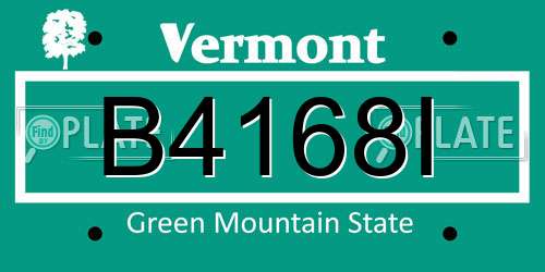 B4168I Vermont License Plate