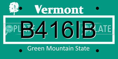 B416IB Vermont License Plate