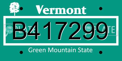 B417299 Vermont License Plate