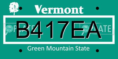 B417EA Vermont License Plate