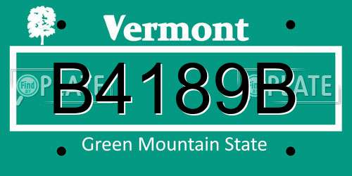 B4189B Vermont License Plate
