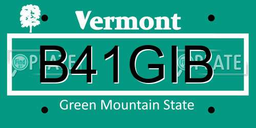 B41GIB Vermont License Plate