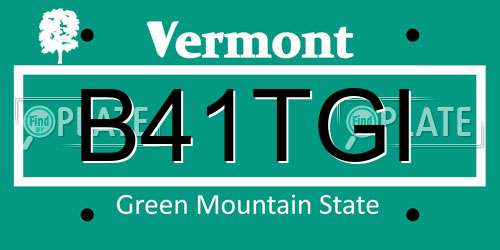 B41TGI Vermont License Plate