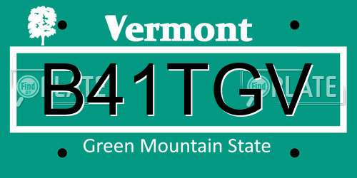 B41TGV Vermont License Plate