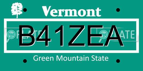 B41ZEA Vermont License Plate