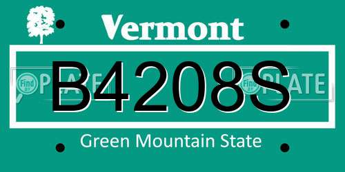 B4208S Vermont License Plate