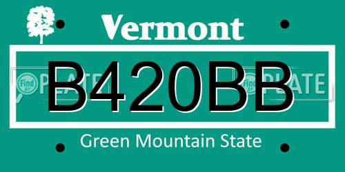 B420BB Vermont License Plate