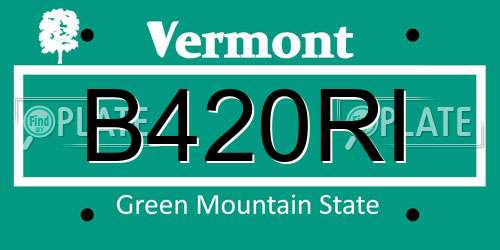 B420RI Vermont License Plate