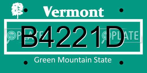 B4221D Vermont License Plate