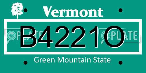 B4221O Vermont License Plate