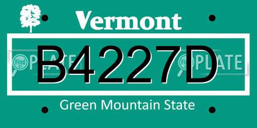 B4227D Vermont License Plate