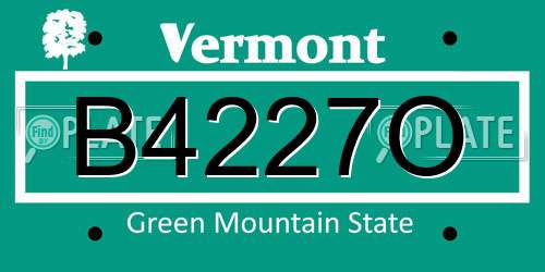 B4227O Vermont License Plate