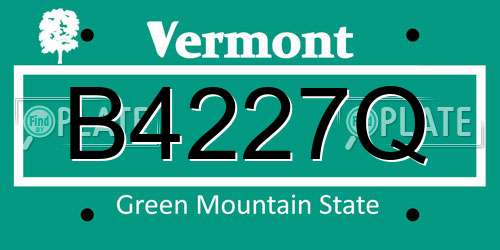 B4227Q Vermont License Plate