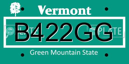 B422GG Vermont License Plate